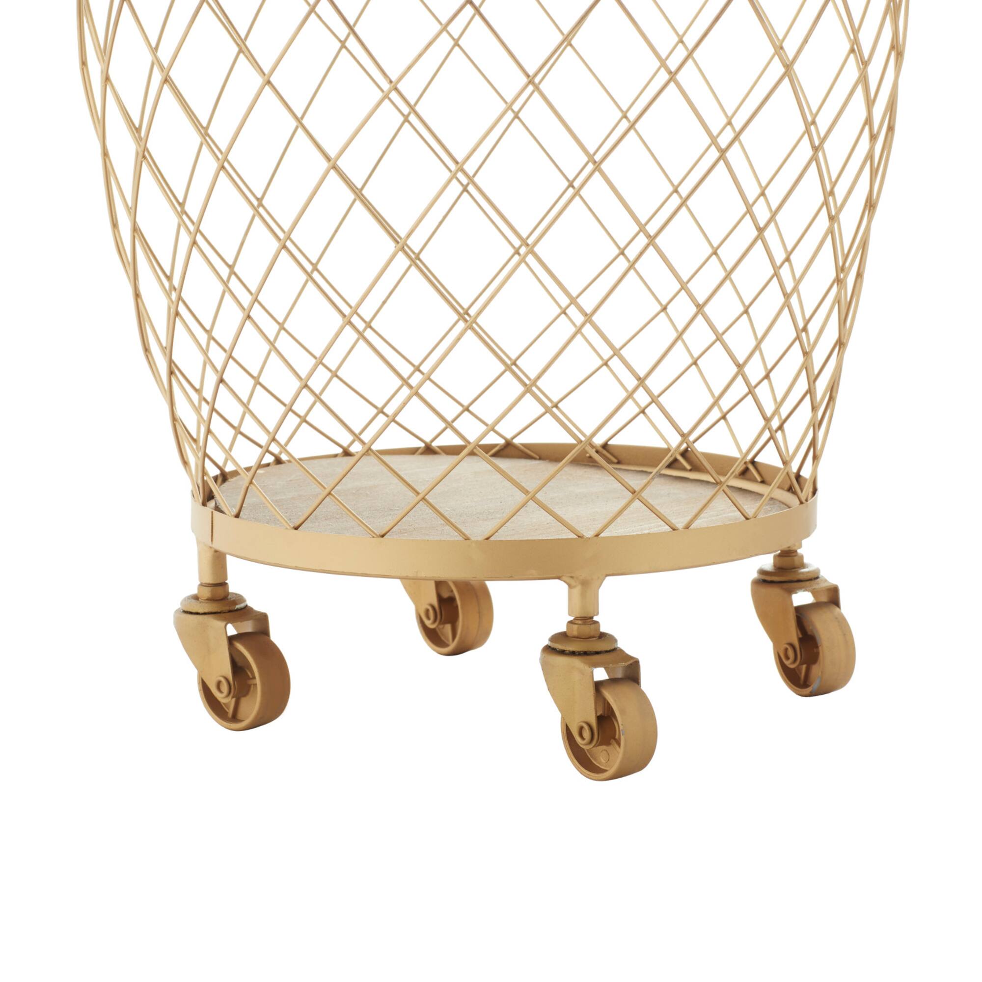 Modern Gold Metallic Rolling Basket Set